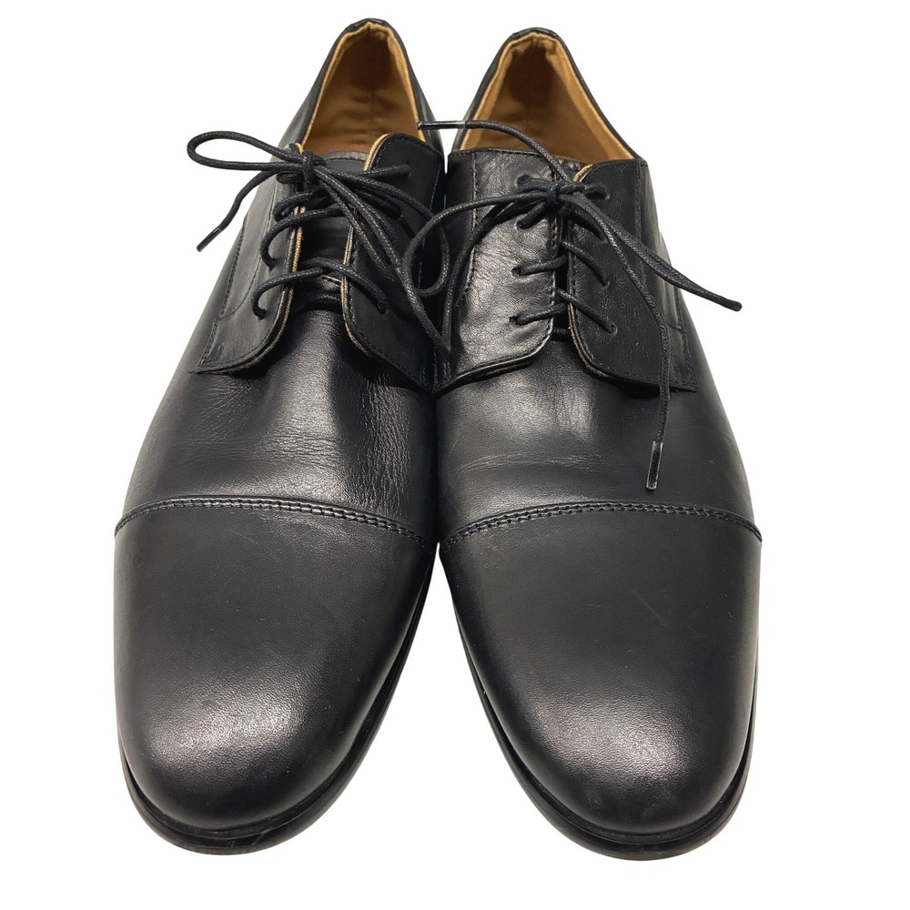 Aldo Cap Toe Oxford Shoes Mens 11 Black Leather Derby Lace Up Classic Office